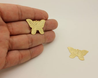 16K Gold Plated Butterfly Charm: Flat Pendant (2 Pcs)
