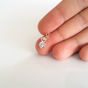 Rose Gold Mouse Pendant with Cubic Zirconia (1 Pc)