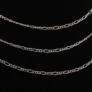 3 Feet, Silver Chain Link Necklace Real Rhodium Plated Flat Dainty Chain Bracelet Jewelry Making, CH13-S-06C