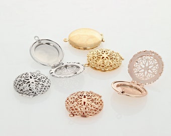 1 Pcs, Two Pictures Locket Frame Pendant Circle Locket Charm, 23R2-07G-20D