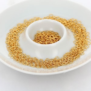 16K Gold Plated Jump Rings 23 Gauge 0.6x4mm, DIY Jewelry Supplies 50g Bulk
