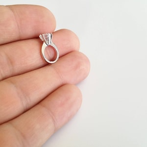Handmade Rhodium-Plated Cubic Zirconia Ring Pendant: DIY Jewelry Supply (1 Pc)