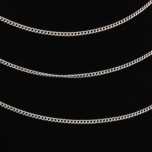 3 Feet, Real Rhodium Plated Chain Plain Silver Chain Necklace Jewelry Making, CH18-S-06C
