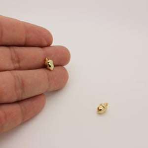 Mini Gold Acorn Charm (1 Pc): 16K Gold Plated Pendant (9.95 X 6.20mm)