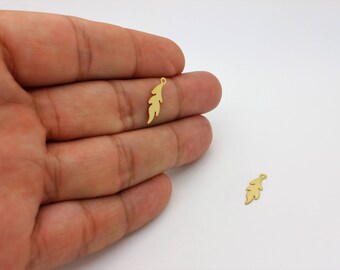 2-delige 16 kt vergulde bladhanger: doe-het-zelf sieraden (18 x 5,5 mm)