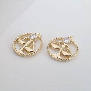 Scales of Justice Pendant: 16K Gold Cubic Zirconia Lawyer Charm (1 Pc)