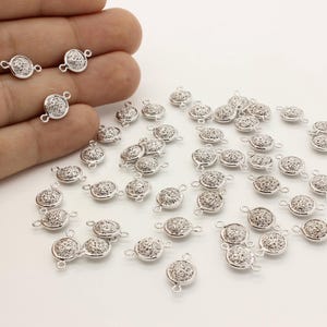 5 Stück Rhodium Plated Silber Verbinder Anhänger (13 mm x 8 mm)