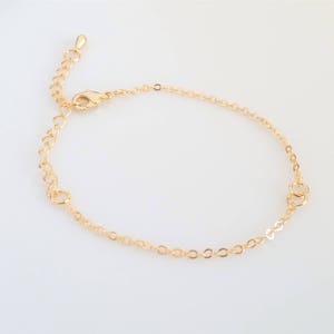 Dainty Chain Bracelet, 10pcs Gold Bracelet Chain, For Sideway Pendent, Thin Bracelet Gold, 16K Shiny Gold Plated, Wholesale Beads, Supplies