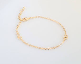 Dainty Chain Bracelet, 10pcs Gold Bracelet Chain, For Sideway Pendent, Thin Bracelet Gold, 16K Shiny Gold Plated, Wholesale Beads, Supplies