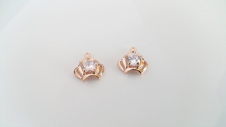 Tiny Rose Gold Crown Charm with Cubic Zirconia