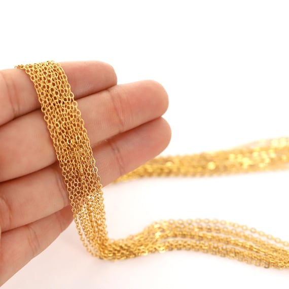 10 Pcs 16K Real Gold Plated Necklace Complete Chain Thin Delicate Gold Bulk Chain Wholesale Chain Supply Jewelry Beads 1CH GP 10 Etsy