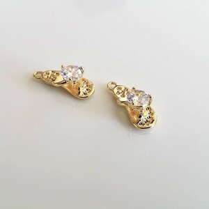 Gold Plated Sandal Charm with Cubic Zirconia 1 Pc (19.7mm)