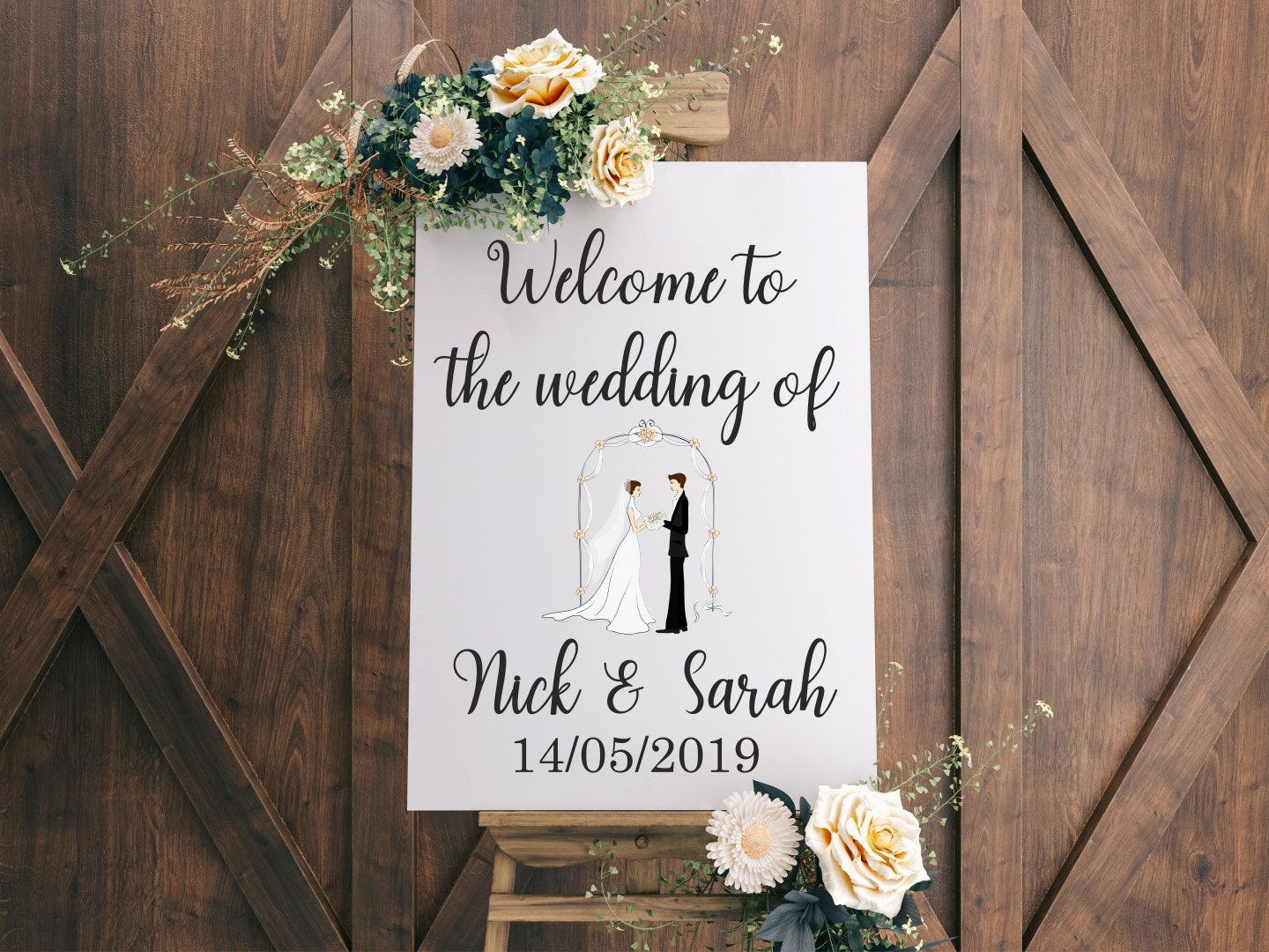 Personalised Wedding Welcome Sign Entrance Reception A3 A2 A1