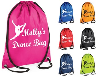 Personalised Dance Dancing Gym Bag Swim Drawstring School PE Kit Sports Kids Xmas Gift Tumblr Pintrest