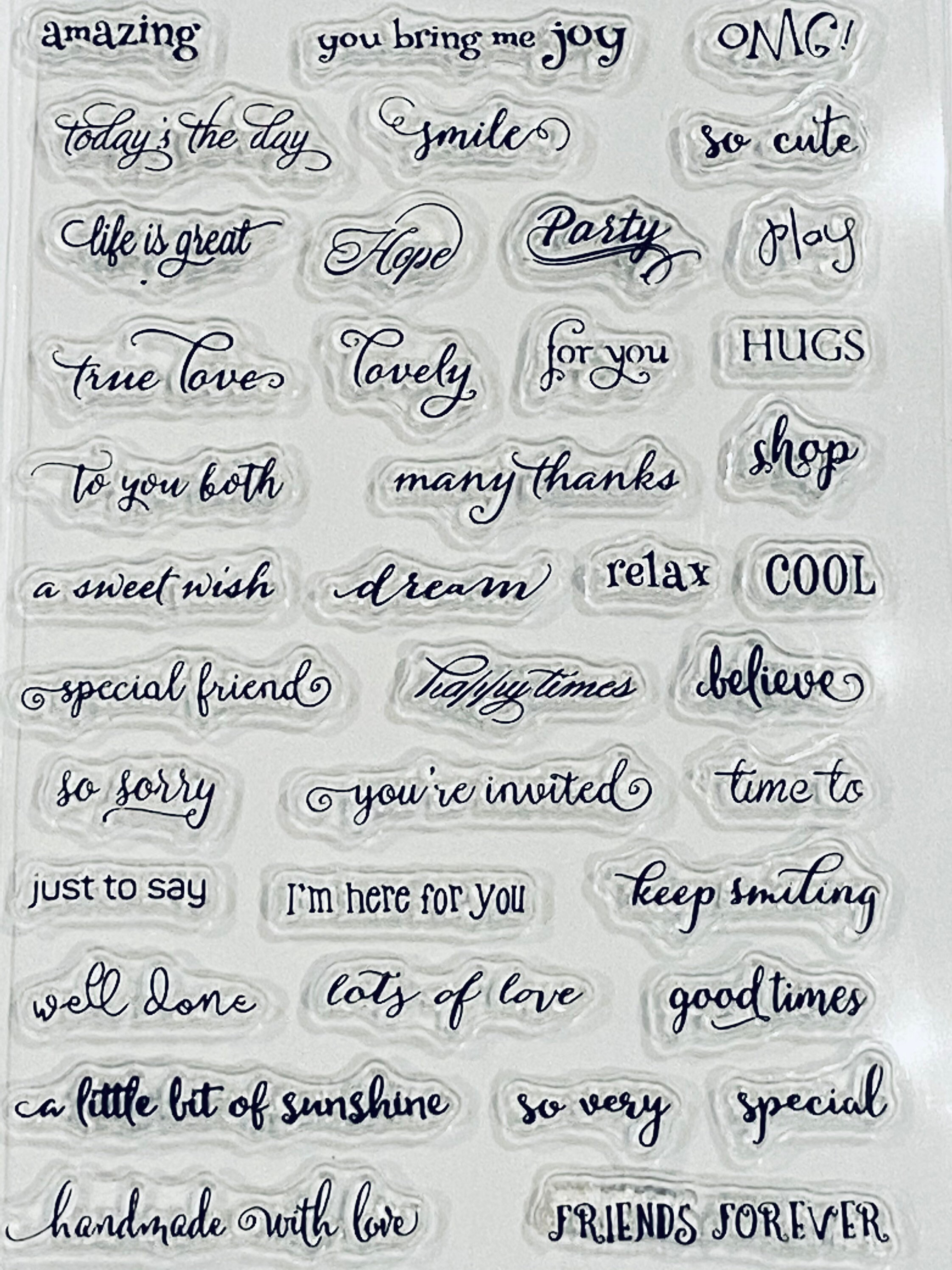 38 Words Clear Silicone Stampsmessages/sentiments Etsy UK