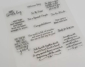 14 Sentiments Clear stamps, Wedding stamp-Congratulations, New Baby, Special Occasions transparent stamping-DIY Card Making