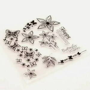 Flower Girl Butterfly House Clear Silicone Stamp - Be The Change Phrase Stamp