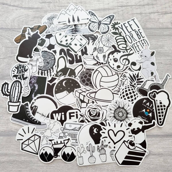Black and White Stickers - Etsy