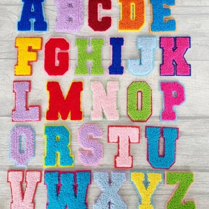 Parches de letras, parche para planchar/coser del alfabeto, aplique de chenilla bordado, 7 cm multicolor