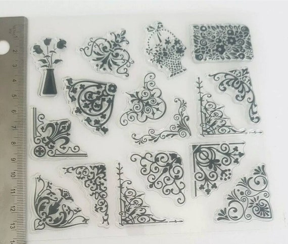 GLOBLELAND 4-Sheet Vintage Postage & Text Clear Silicone Stamp Set For Card Making & Scrapbooking (11.7x8.3")