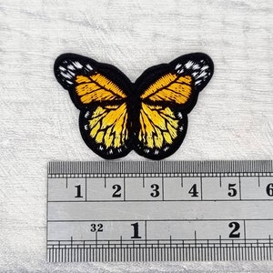 Orange/gelb Schmetterling Bügelbild Set, 3 Stück / 5 Stück Schmetterlinge zum Aufnähen, Kleidung, gestickte Applikationen, Stickerei Bastelbedarf