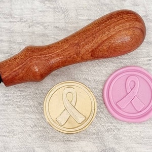 Sello de lacre con lazo contra el cáncer, sellos de concientización/apoyo contra el cáncer, sellos de tarjetas, suministros para manualidades