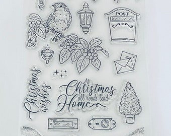 14 Christmas Clear Stamps-Xmas wishes/sentiments/Winter images stamp-Card Making/Festive stamping