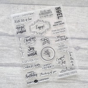 Jeu de tampons transparents de Noël, sentiments de salutations, fabrication de cartes de Noël