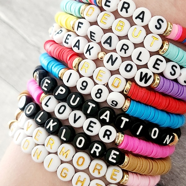 Conjunto de 11 pulseras de la amistad Taylor Swift, pulsera ERAS Tour, joyería comercial Swiftie, joyería TS Album