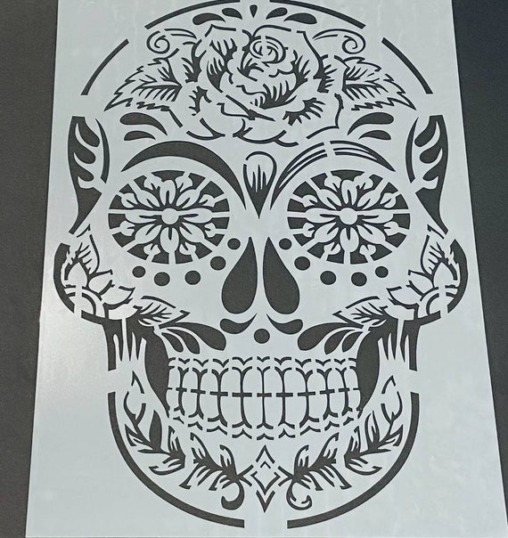 Sugar Skull Stencil A4-day of the Dead/floral/rose Skeleton - Etsy New  Zealand