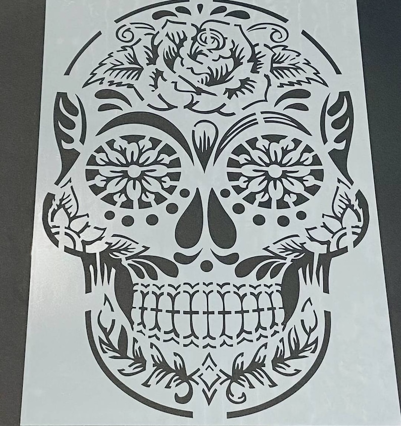 Sugar Skull Stencil A4-day of the Dead/floral/rose Skeleton - Etsy