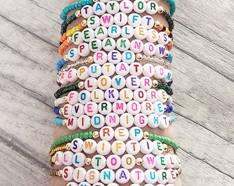 Set of 16 Taylor Swift friendship bracelets, ERAS Tour childrens bracelet, Swiftie trading jewellery, TS Album Jewelry gift