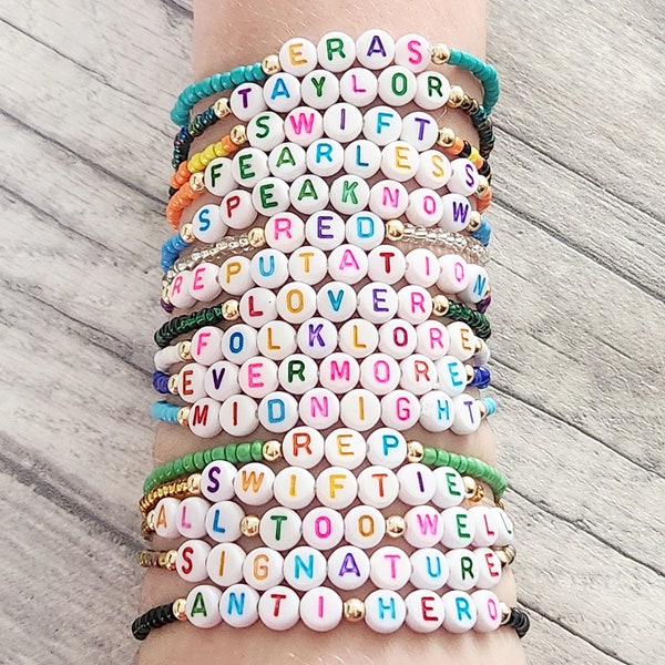 Set of 16 Taylor Swift friendship bracelets, ERAS Tour childrens bracelet, Swiftie trading jewellery, TS Album Jewelry gift