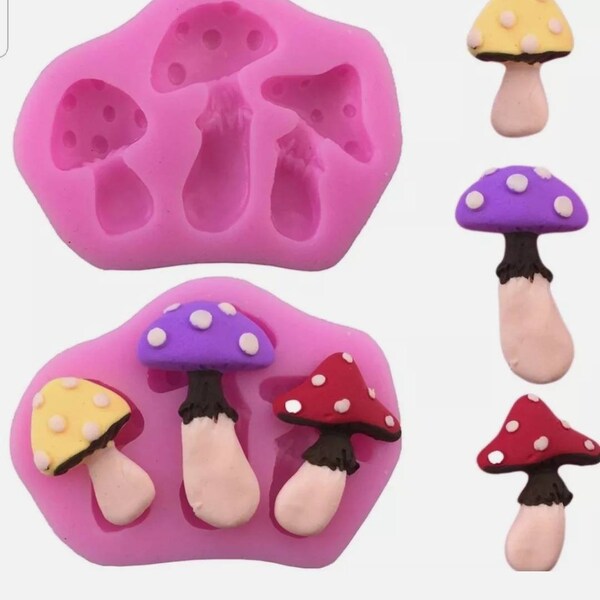 Toadstool Silicone Mould-Mushroom silicon mold-Resin/Fimo-Cake topper decoration/Chocolate/Icing-Food safe