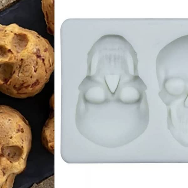 Skull Silicone mould, resin skeleton head mold, Chocolate/Icing Halloween skulls cake decoration, food safe