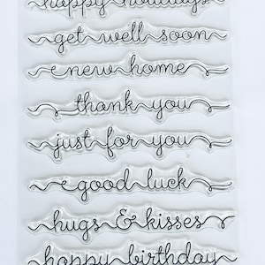 8 Greetings/Sentiments Clear Silicone Stamps-Happy holidays/Thank you/New home/Birthday messages stamp/Transparent stamping set