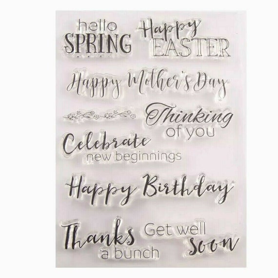 24 SENTIMENTS/GREETINGS CLEAR RUBBER STAMPS/STAMP-CARD MAKING-HAPPY DAY/GET WELL 