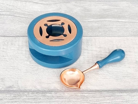 Dark Blue Wax Melting Furnace Stove and Rose Gold Spoon Set, Sealing Wax  Beads Melter, Wax Seal Stamp Tools, Craft Supplies 
