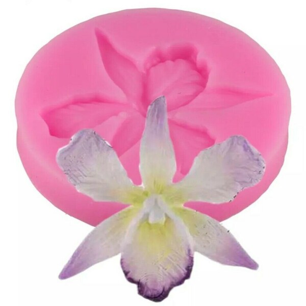 Orchid Flower silicone mould, Resin mold, Food safe cupcake topper, Cake decoration-Icing/Chocolate, sugarpaste