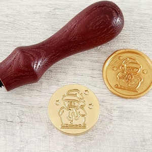 Schneemann Wachssiegel Stempel, DIY Weihnachtskarten, Briefumschlag Versiegelungsstempel, Metallkopf abnehmbarer Holzgriff, Weihnachten Bastelbedarf