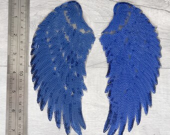Ensemble d'écussons thermocollants ailes bleues, aile d'ange à paillettes à  coudre, appliques brodées, déguisement de Noël -  France