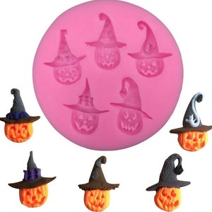 Pumpkins Silicone Mould-Halloween resin mold, pumpkin witch, Icing, Food safe, Mini cupcake/cake topper
