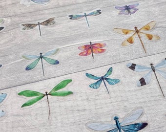 20 Dragonfly decals, resin mould inserts, transparent Dragonflies, Scrapbooking, Bullet Journal, Planner decorations, DIY craft supplies