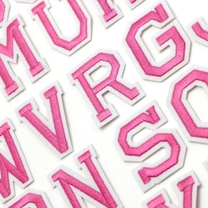 PINK Letter Patch Patches Sew on / Iron on Alphabet Embroidered Clothes  Letters 