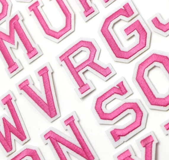 Pink Letter Patches, Iron on Letters, Alphabet Patch, Sew on Varsity  Patches, Embroidered Name Applique, 5cm 