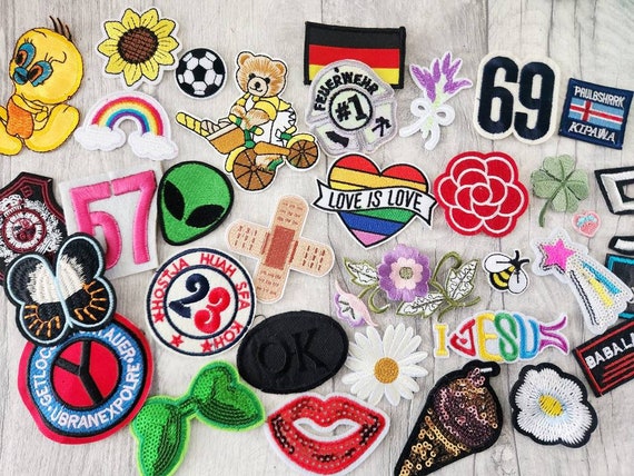 Beaded Patch Embroidery Patches For Clothes DIY Rainbow Colors Heart  Sticker For Cloth Sew On Bags/Jeans Applique