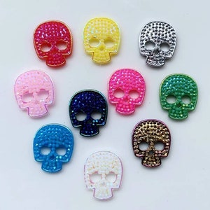 40 Skull buttons-skeleton head/skulls metallic beads/cabochons-Resin craft-Jewellery-Slime/Shaker Inserts-Fillers