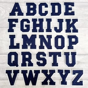 Marineblau Buchstaben Patches, Buchstaben zum Aufbügeln, Alphabet Patch, Uni Patches, Gestickter Name Applikation, 5,5 cm