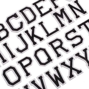 Patchs de lettre noir et blanc, fer sur lettres, patch alphabet, coudre sur des appliques universitaires, badge nominatif DIY, 5cm