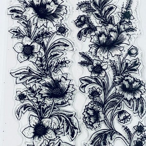 Blumenrand/Border Clear Stamps-Hintergrund/Layering/Kartenherstellung/Transparent Stempel/Silikon Stempelset